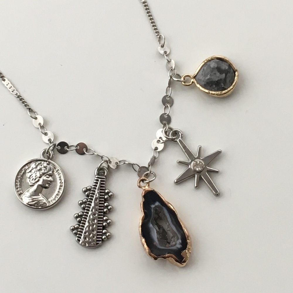Silver Travel the World Dainty Charm Necklace